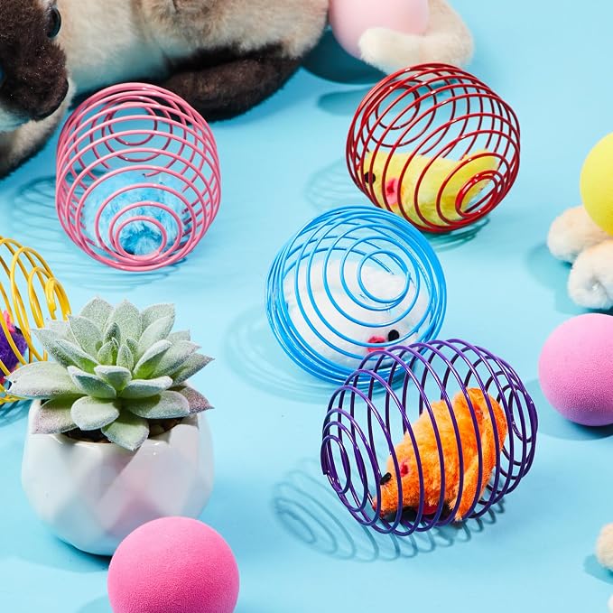 Jecery 5 Pcs Cat Toys Spring,Mouse,Multicolor | Interactive Metal Cat Toy, Stretchable Rolling Ball, for Indoor Cats, Colorful Playful Coils, Kitten Pet Supplies - Image 4