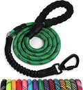 Rope Dog Leash 6 FT: Heavy Duty Leashes with Swivel Lockable Hook Reflective Threads Bungee and Padded Handle - Dog Lead for Large Small Medium Dogs Outside Walking Hiking Green by jenico