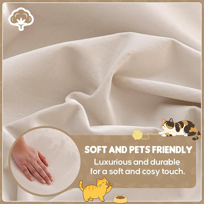Loiion Cat Scratch Couch Cover Waterproof Sofa Cover 118"x71" Beige | Pet-Friendly Couch Protector, Anti-Scratch & Non Slip Sofa Cover For Cats Dogs Kids, Machine Washable - Image 2