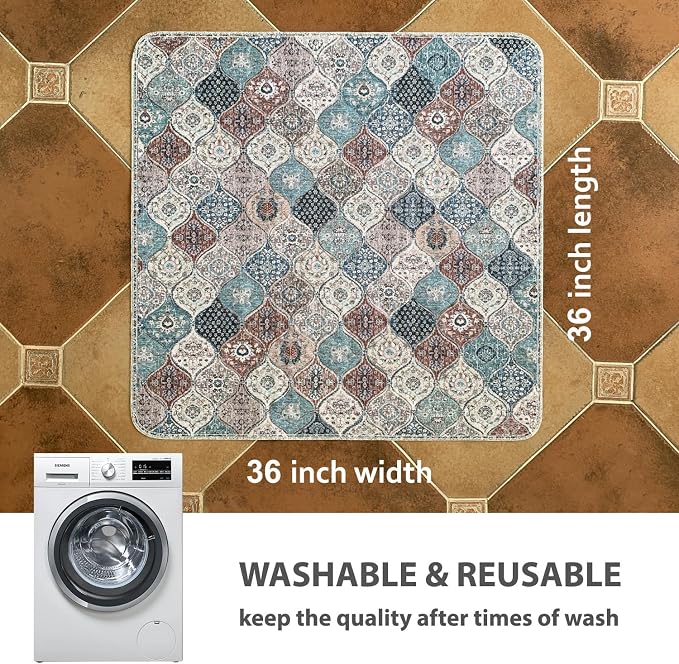 nunubaby Washable Pee Pads for Dogs, Stylish, Non-Slip and Leak-Proof Pee Pads. Reusable Potty Pads for Dogs for Crates and Floors.(Dark Red/Multi,36" x36" ) - Image 4