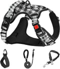 NESTROAD No Pull Dog Harness with Leash, Reflective No Choke Pet Vest Harness,Adjustable Soft Padded Dog Harness with Easy Control Handle for Medium Dogs(Checkered Black,Medium) by NESTROAD