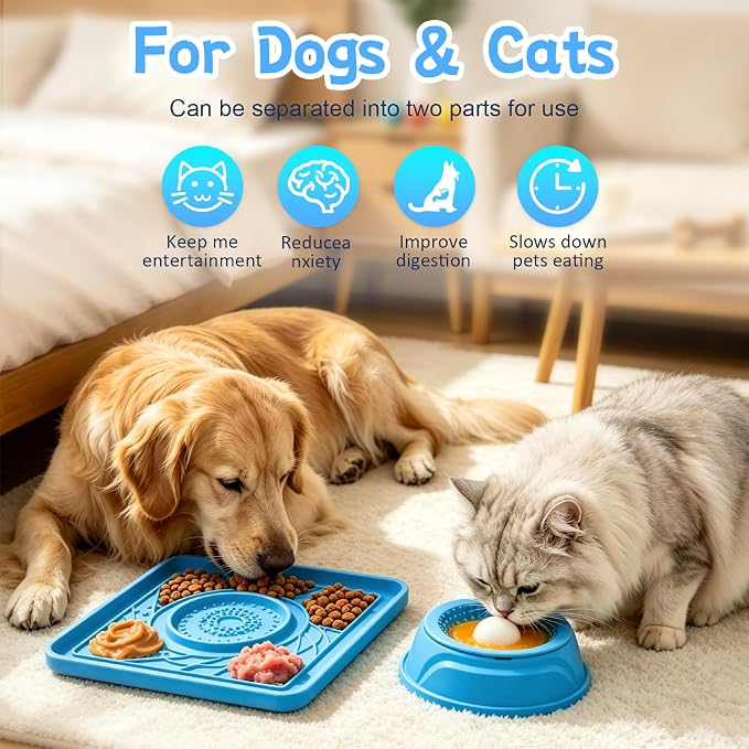 Slow Feeder Dog Bowl & Lick Mat,2-in-1 Dog Lick Bowl with Interactive Rolling Ball for Liquid and Thick Treats,Anti-Slip Dog Lick Bowl for Dogs & Cats - Image 4