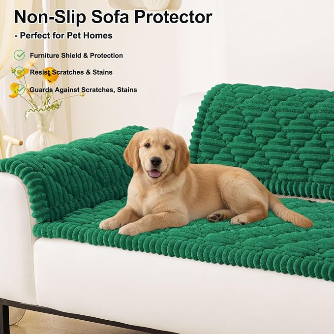 Smiry Couch Cover for Dogs Washable, Non Slip Fuzzy Pet Sofa Protector | Soft Thick Furniture Cover for Sofa, Loveseat and Sectional, Scratch & Pet Hair Resistant (Emerald Green, 27.6" x 59") - Image 11