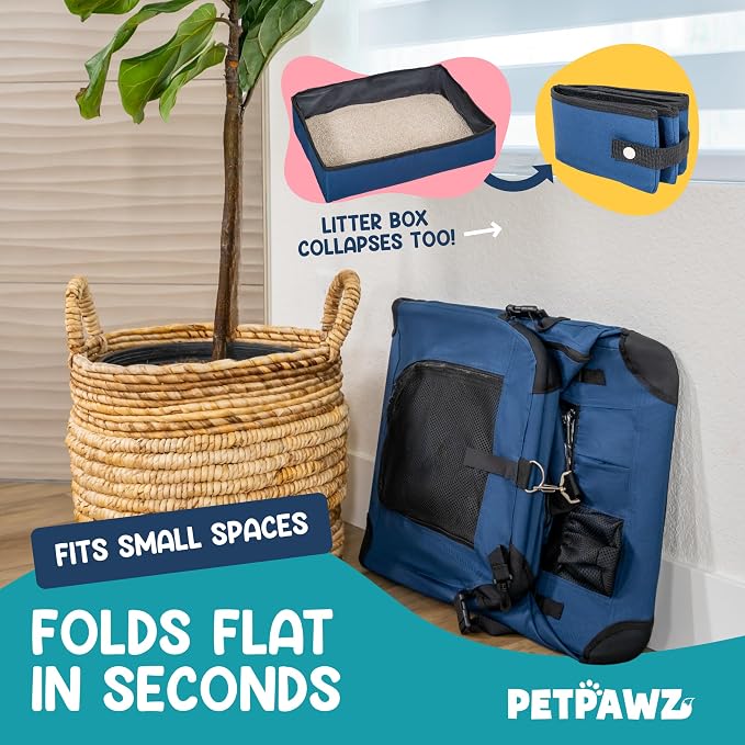 Soft Pet Carrier & Dog Carrier with Travel Litter Box & Collapsible Bowl 24x17x17 – Large Cat Carrier & Small Dog Crate for Car, Vet Visits, Home & Traveling - Image 6