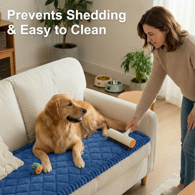 Smiry Non Slip Couch Cover for Dogs, Fuzzy Plush Pet Sofa Protector | Washable Furniture Cover for Large Dogs & Cats, Scratch & Dirt Resistant, For Sectional Sofa, Navy, 43"x63" - Image 8