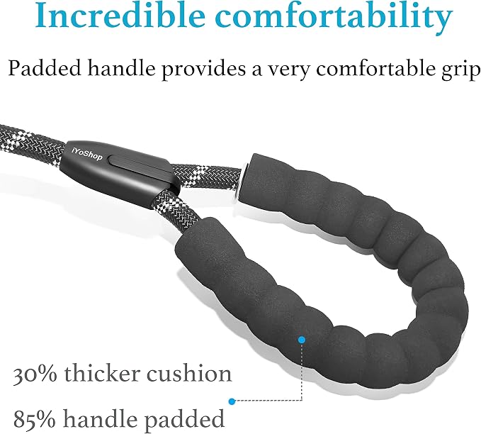 Double Dog Leash, 360° Swivel, No Tangle, Large, 25-150 lbs, Black | Dual Leash for Two Dogs, Split Leash, Shock-Absorbing Bungee, Padded Handle, Heavy-Duty Rope - Image 4