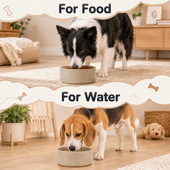 Havniva Ceramic Dog Bowls, Dog Food and Water Bowl Set, Dog Water Bowl | 7.3” Ceramic Dog Food Bowls with Non-Slip Rubber Base, Large Capacity, Dog Feeding Bowls for Medium Dogs - Image 6