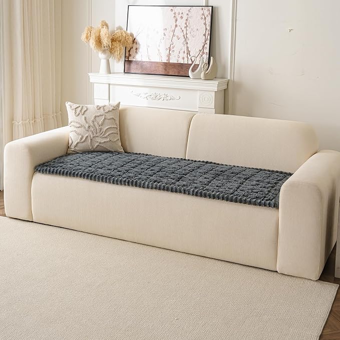 Couch Cover for Dogs Washable, Non Slip Soft Cozy Grey | Pet Friendly, Fuzzy Durable Plush Thick Slipcovers for 3 Cushion Sofa Cover Protector Mat Bed Furniture Couches 27.6"x70.9" - Image 9