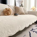 vctops Boho Cotton Quilted Couch Cover Soft Embroidered Sofa Cover Non-Slip Dog Bed Cover Scalloped Sofa Slipcover Washable Furniture Protector Cover (Cream,43"x43") by vctops