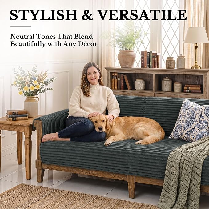 Smiry Waterproof Couch Cover for Dogs, Washable Non Slip Plush Protector | Waterproof Protection, Plush Flannel, Non Slip Backing, Pet Hair & Scratch Protection, Soft Cover (36" x 82.7") - Image 2