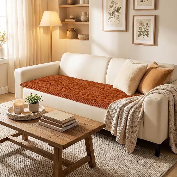 Smiry Non Slip Couch Covers for Dogs, Scratch Resistant Pet Sofa Protector | Machine Washable Soft Fuzzy Thick Furniture Cover for Sofa Loveseat Sectional Large Dogs, Rust, 27.6" x 82.7" - Image 2