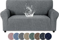 MAXIJIN Waterproof Loveseat Cover Couch Covers, 1 Piece Stretch Love Seat Sofa Slipcovers with Non-Slip Elastic Bottom, Washable Furniture Protector for Dogs Pets (Medium, Light Gray) by MAXIJIN