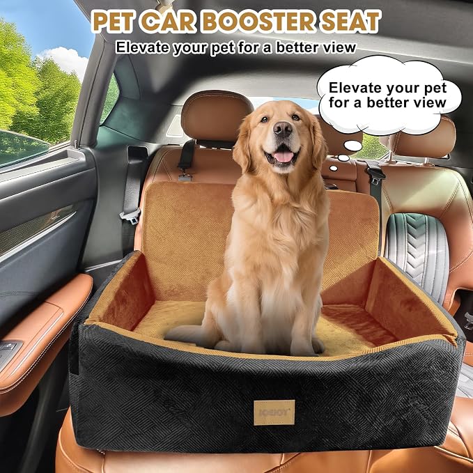 Dog Car Seat for Large Medium Sized Dogs Under 55 lbs, Dog Booster Seat for 2 Small Dogs with Detachable Washable Cover and Cushion, Memory Foam Pet Car Seat with 2 Safety Belts and Storage Pockets - Image 3