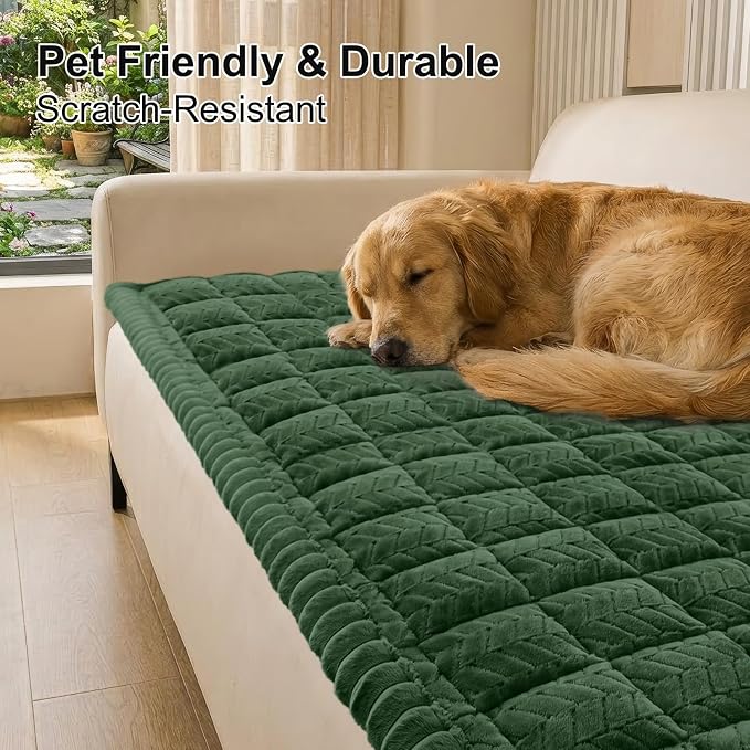 Smiry Couch Cover for Dogs, Non Slip Fuzzy Pet Sofa Covers Washable | Sofa Slipcovers for 2 Cushion Couch, Soft Thick Furniture Protector for Cats Dogs, Against Fur, Dirt, Scratch (27.6"x47") - Image 2