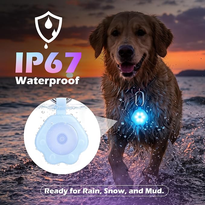 2 Pack LED Dog Collar Light, 7-Color Changing USB Rechargeable Dog Night Lights for Walking, Waterproof High Visibility Clip on Safety Light for Dog Collars, Harnesses & Leashes - Image 3
