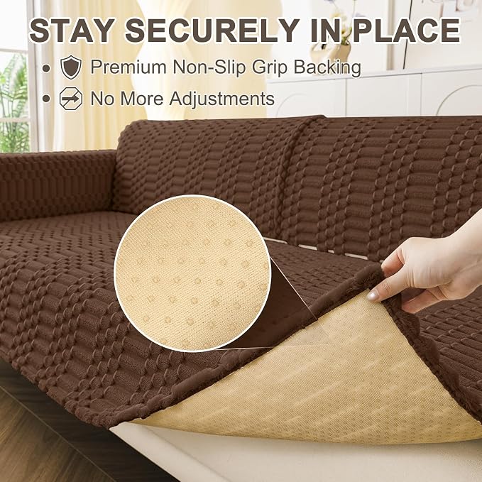 Smiry Waterproof Couch Covers for Dogs Washable, Non Slip Pet Sofa Cover | Plush Scratch Resistant Flannel Furniture Protector for Dogs, Chocolate, 27.6" x 27.6", 2 Pack - Image 4