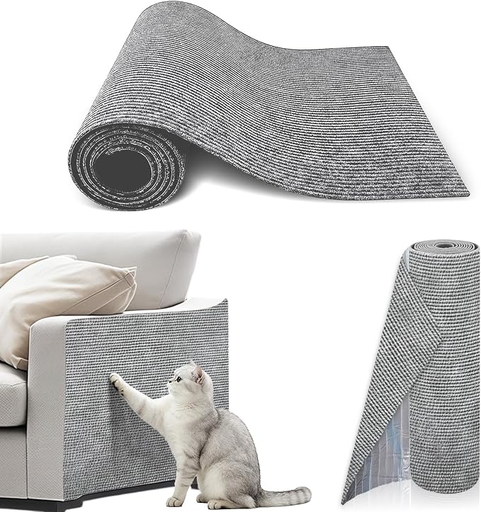 cat Scratch Furniture Protector (Light Grey,78.7x15.8Inch) | Self-Adhesive , Trimmable , Anti-Scratch for Couch & Carpet Corners,Protects Furniture from Indoor Cats by Unknown