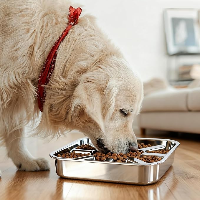 Stainless Steel Slow Feeder Dog Bowls Medium & Large Breed 3 Cups, Food Grade 304, Non-Slip Base, Deep Ridges to Slow Eating, Metal Slow Feeder Dog Bowls, Dishwasher & Chew-Proof & Rustproof - Image 8