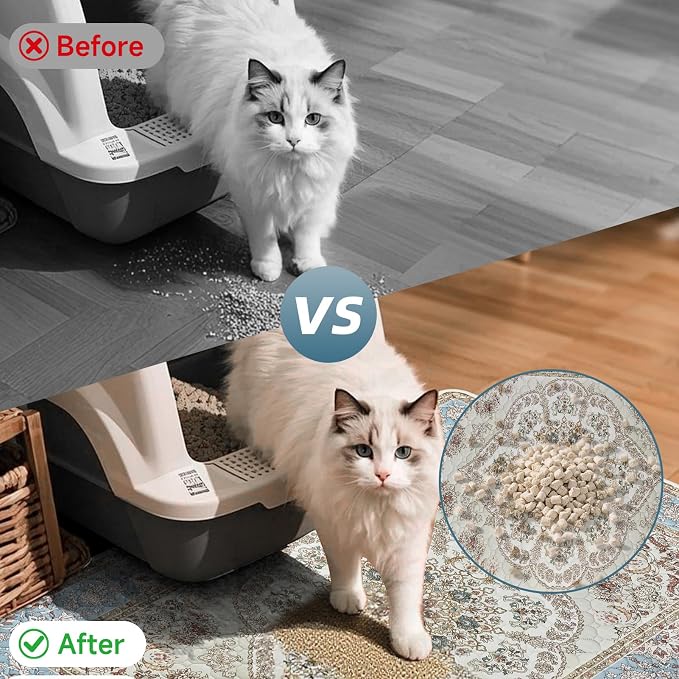 Cat Litter Mat 2 Pack, Reusable Large 36"x48" Kitty Litter Trapping Mat, Machine Washable Litter Mats for Cats, Waterproof & Non-Slip Compatible with Cat Box(Grey Medallion) - Image 3