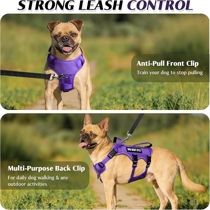 WINSEE Escape Proof Dog Harness with Double Handle+4 Removable Patches | Service Working Molle Harness with Double Handle for Large Dogs, Tactical Pet Reflective Vest for Walking Hiking Hunting - Image 4