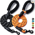 2 Pack Dog Leash, 4/5//6 FT Heavy Duty Nylon Rope Pet Leashes with Comfortable Padded Handle, Reflective Dog Leashes for Small Medium and Large Dogs (4FT-1/2,Black/Orange) by BOOMIBOO