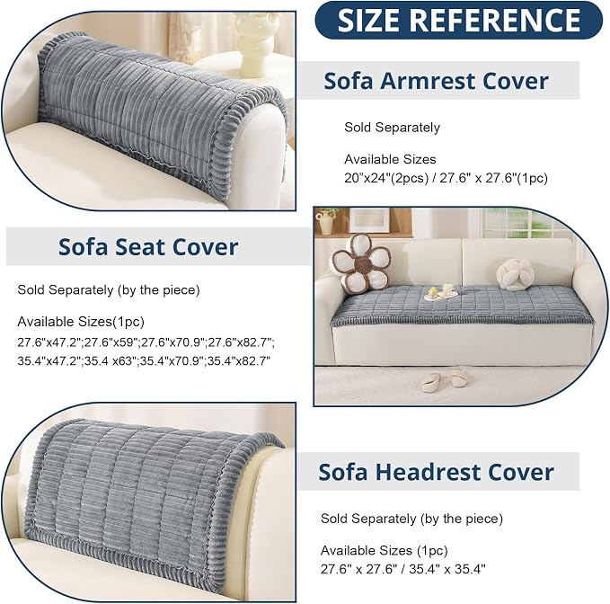 OstepDecor Couch Cover for Dogs, Washable Non Slip Sofa Cover for Pets | Soft Couch Covers for Sofa, Loveseat and Sectional, Furniture Protector Against Pet Hair & Dirt (27.6" x 27.6", Blue Grey) - Image 3