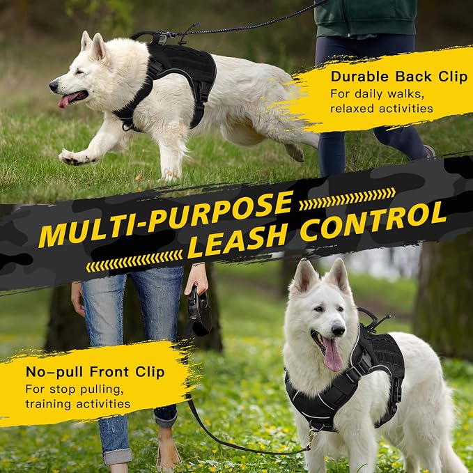 WINGOIN Black Tactical Dog Harness for Large Dogs,No Pull Dog Harness | Heavy Duty with Handle,Adjustable Reflective,Military K9 Style,Big Size Pet Vest,for German Shepherd,for Walking Hunting - Image 3