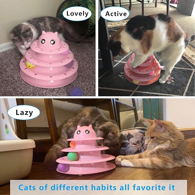 UPSKY Cat Toy Roller 3-Level Turntable Cat Toys with Six Colorful Balls | Puzzle Kitten Toys, Sturdy Structure, Detachable Design, Easy to Assemble, Anti-Slip, Reduces Boredom for Indoor Cats - Image 6