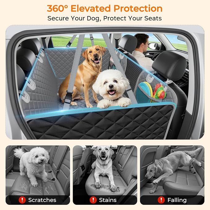URPOWER Back Seat Extender for Dogs, Large Hard Bottom Dog Car Seat Cover | Supports 550 lbs, Stable 3-Panel Hard Bottom, Added High-Density Foam for Comfort, Waterproof 900D Oxford, 45% More Space - Image 8