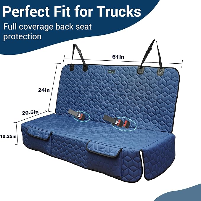 Meginc Dog Car Seat Covers for Back Seat, Heavy Duty Pet Bench Seat Covers for Trucks Waterproof Protector Back Seat Nonslip Dogs Car Seat Covers for Crew Cab/Ford F-Series/Ram 1500/Sierra/Silverado - Image 3