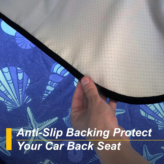 Back Seat Cover for Car Trucks Van SUV Jeep,Waterproof Rear Bench Towel Seat Covers for Dogs and Kids,Automotive Backseat Protector (Conch Shells Starfish) - Image 5