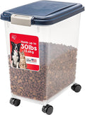 IRIS USA Dog Food Storage Container, Up to 30 lbs, Navy, Made in USA | Wheels for Mobility, Airtight Seal, BPA-Free, Best for Bird Seed, Cat food, Cat Litter, Chicken Feed, Pellets by IRISUSA