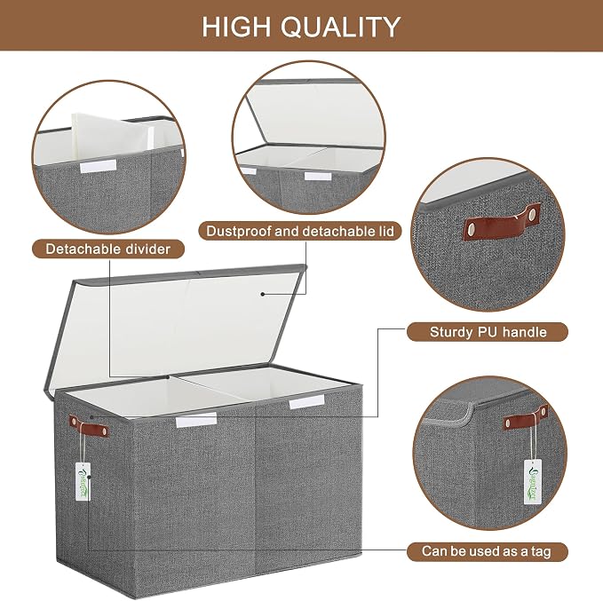 Bagnizer Large Toy Storage Box with Lids, Collapsible Sturdy Baby Storage Organizer Chest Bin Basket for Kids, Boys, Girls, Playroom, Nursery, Bedroom, Closet 25"x13"x16" (Gray) - Image 8