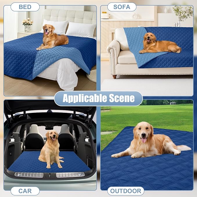 Smiry Waterproof Reversible Pet Couch Covers for Dogs | Pet Friendly, Soft Fabric, Washable Sofa Furniture Protector for Dogs Cat Kids, Checkered (40"x80", Navy/Blue) - Image 7
