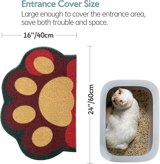 Cute Cat Litter Mat 24”x16”, Litter Box Mat, Litter Trapping Mat, Soft on Kitty Paws, Easy Clean, Anti Slip, Pet Accessories, Door Floor mats - Red Green60*40 - Image 3