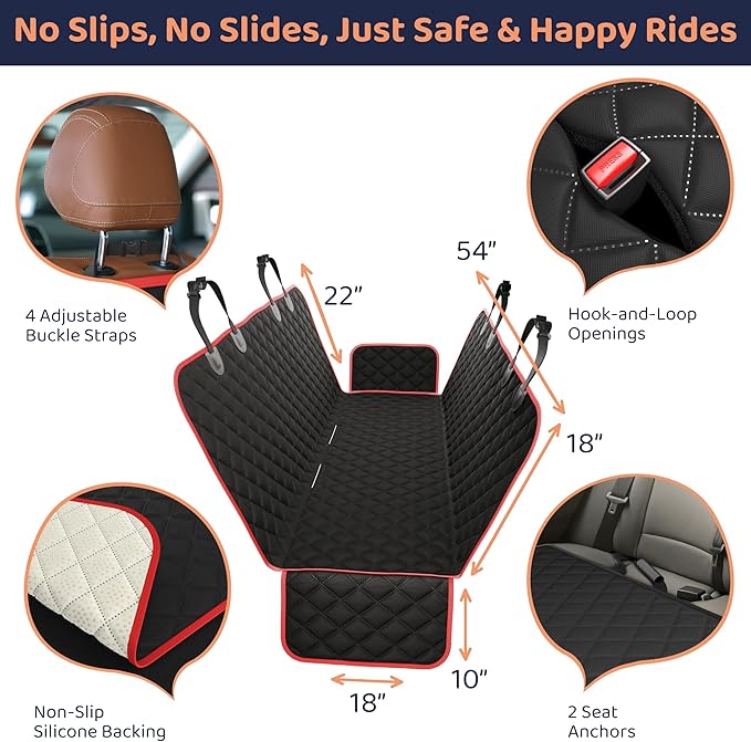 Petloox Dog Car Seat Cover for Back Seat, Waterproof Hammock for Car, SUV & Truck, Non-Slip Backseat Cover for Dogs, Heavy-Duty Dog Hammock Style Seat Protector Pets, Easy to Install & Clean - Image 4