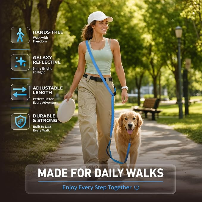 Hands Free Dog Leash,Galaxy Reflective,Crossbody Dog Leash,Blue | Galaxy Reflective • High Visibility • Emergency Control Handle • Heavy-Duty Hardware - Image 7