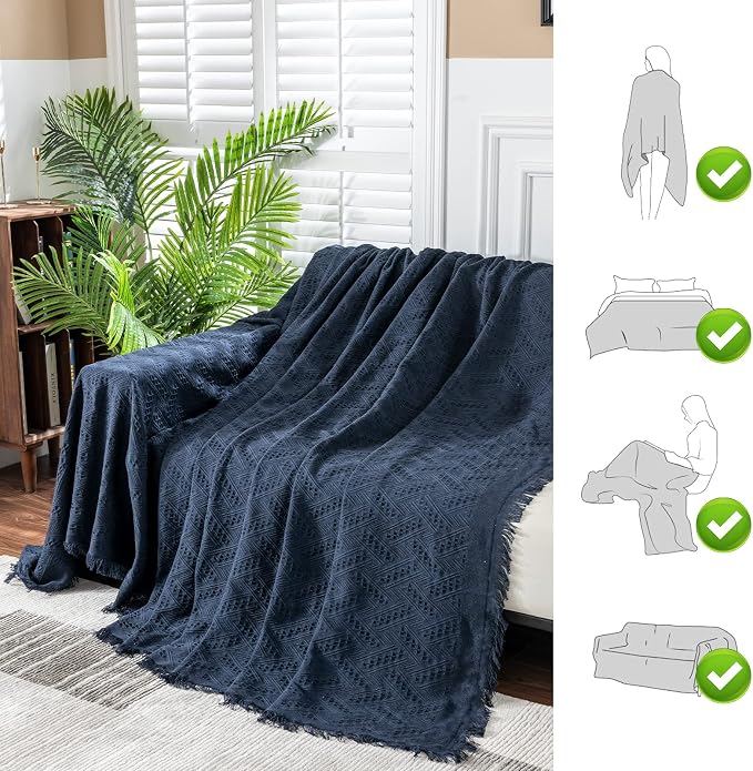 MYSKY HOME Sofa Covers & Slipcovers for 2 Cushion Couch, Sectional Sofa Couch Covers for Dogs, Throw Cover for Living Room - X-Large: 71" x 118", Navy Blue - Image 7
