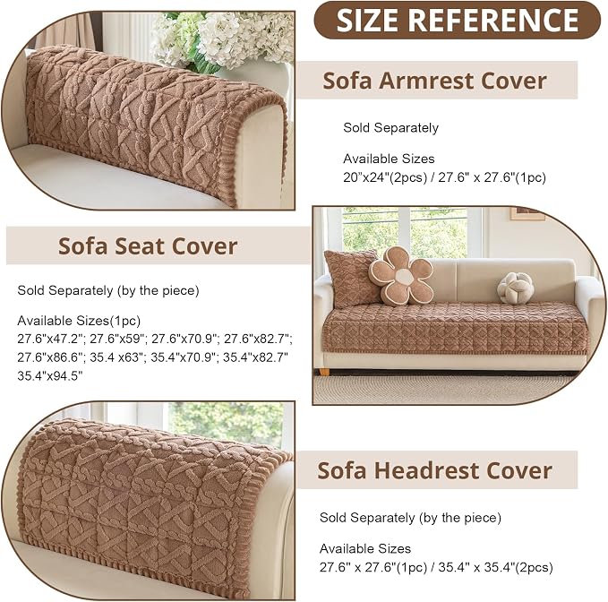 OstepDecor Couch Cover for Dogs, Washable Non Slip Sofa Cover for Pets | Soft Couch Covers for Sofa, Loveseat and Sectional, Furniture Protector Against Pet Hair & Dirt (35.4" x 63", Coffee) - Image 3