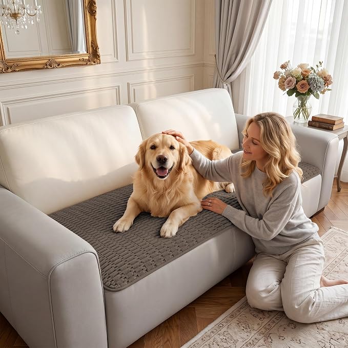 Foxdecor Couch Cover for Dogs Sofa Covers Non Slip Couch Pad Pet Friendly | Pet Couch Covers Washable Sofa Protector, Furniture Cover Couch Seat Protector for Living Room, Chocolate 58x82 Inch - Image 2