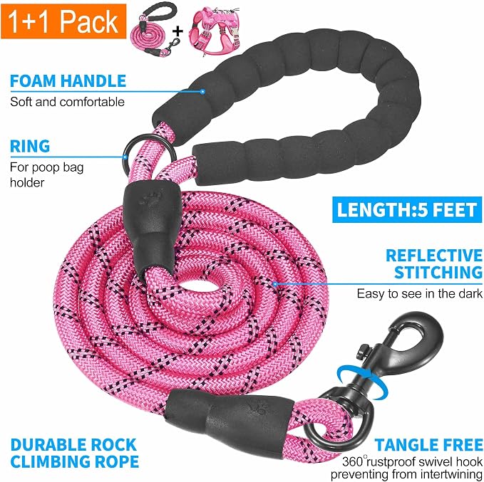 Beebiepet Heavy Duty Tactical Dog Harness for Small Dogs, No Pull Adjustable Pet Harness Reflective Service Training Easy Control Pet Vest Military K9 Working Dog Harnesses- Small, Pink Camo - Image 5