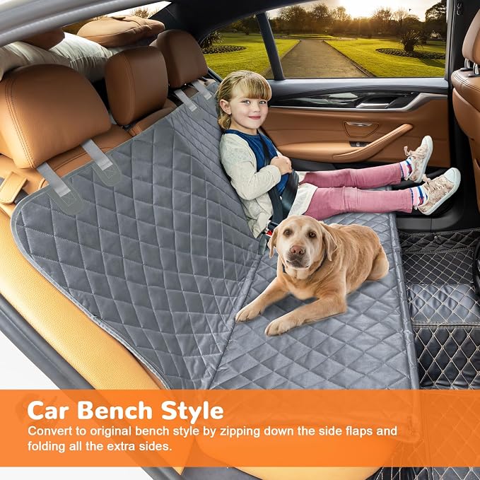 URPOWER XL Dog Seat Cover for Full-Size Truck Back Seat, Waterproof Hammock | 600D Oxford, Side Flaps with Zippers, Scratch Resistant, Non-Slip, Easy Install, Machine Washable, Dog Seat Belt Included - Image 3