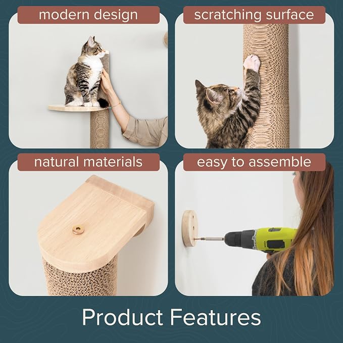 Cat Climbing Wall System – Modern Floating Shelves & Perches for Cats - Sunrise Steps | Ascentials by FurHaven - Image 7