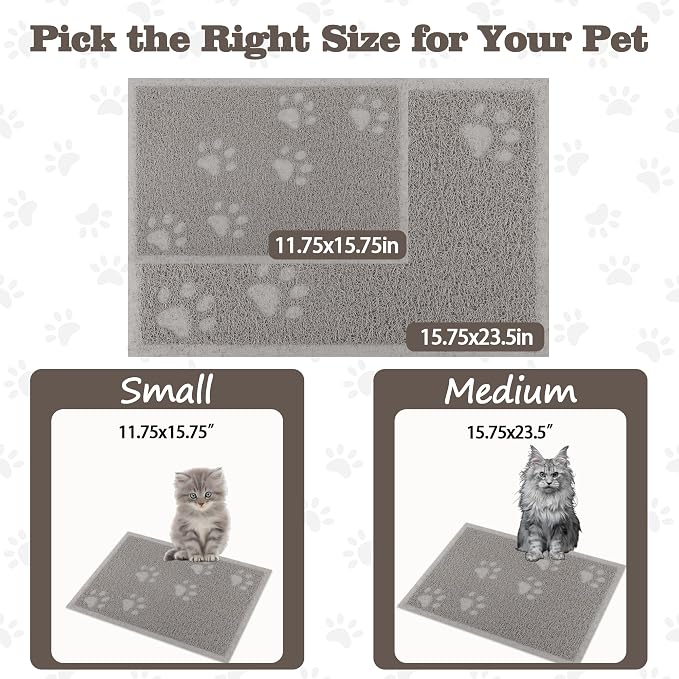 Darkyazi Cat Litter Box Mat for Floor Litter Trapping Mat Non-Slip Backing, Scatter Control, Easy Clean, Water Resistant, Soft on Paws (15.75" x 11.75",Gray Sand) - Image 8