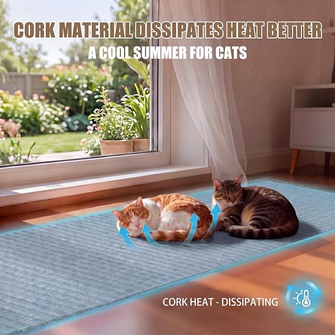 Natural Cork-Cat Scratch Pad-Cat Scratch Mat Rug-Avoid Cat Couch Protector-Cat Scratch Furniture Protector for Post/Sofa/Floor-Indoor Wall Scratcher-Cat Scratching Carpet-Stretching-white-Pro 40*16 IN - Image 7