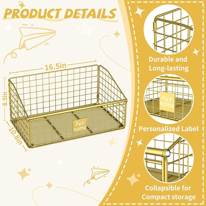 Kaiferty Indestructible Dog Toy basket, Medium Toy Box for Dogs,Pet Toy Bin Dog Metal Basket for Toys, Toy Storage Organizer, Toy Box for Living Room Area (Gold) - Image 8