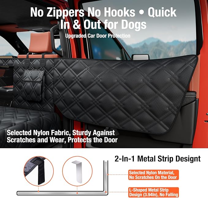 Surfcabin XL Dog Car Seat Cover for Back Seat Hard Bottom Holds 420 lbs | Waterproof & Machine-Washable Full Size Pickup Dog Back Seat Cover with Door Protection, Easy to Install Foldable Dog Hammock - Image 2