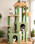 Globlazer Heavy Duty Cactus Cat Trees for Big Cats Maine Coon, F61, Green | Cat Tower for Indoor Large Adult Cats with Scratching Post, Extra Large Top Perch, Cat Condos, 61inch by Globlazer