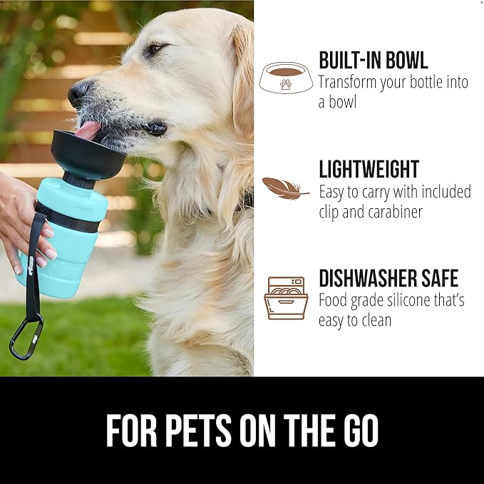 GORILLA GRIP Dog Water Bottle, Portable Water Bowl Dispenser for Dogs, 20 oz Leak Proof Pet Travel Squeeze Bottles Food Grade Silicone, Pet Stocking to Go Puppy Essentials, Turquoise - Image 5