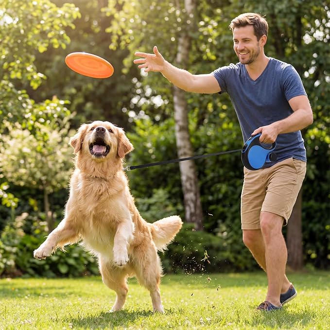 Segarty 16 Ft Retractable Dog Leash with Detachable Poop Bag Holder, 5m Walking Leash for Pets up to 66 lbs, 360°Tangle-Free Dog Lead with Anti-Slip Handle & One-Handed Brake Pause Lock for Outdoors - Image 7